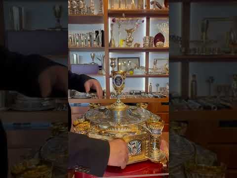 A set of goblets and three floors of plates as a Passover Seder Plate - Zion Hadad - JLuxury