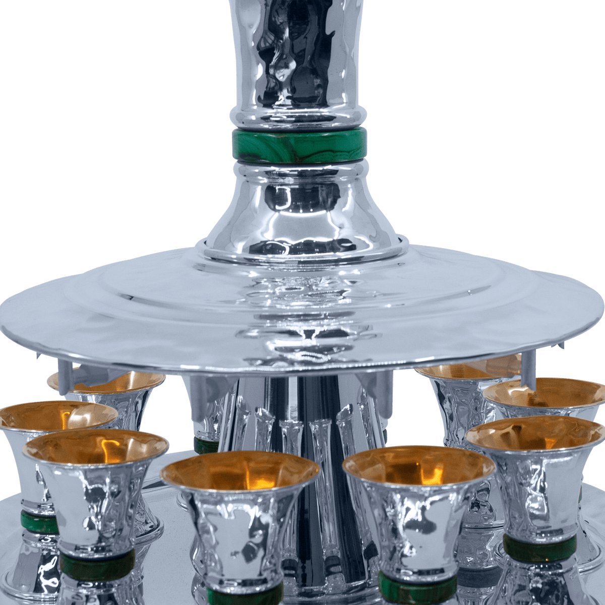 Hammer Kiddush Wine Fountain with Malachite Stones - Zion Hadad - JLuxury