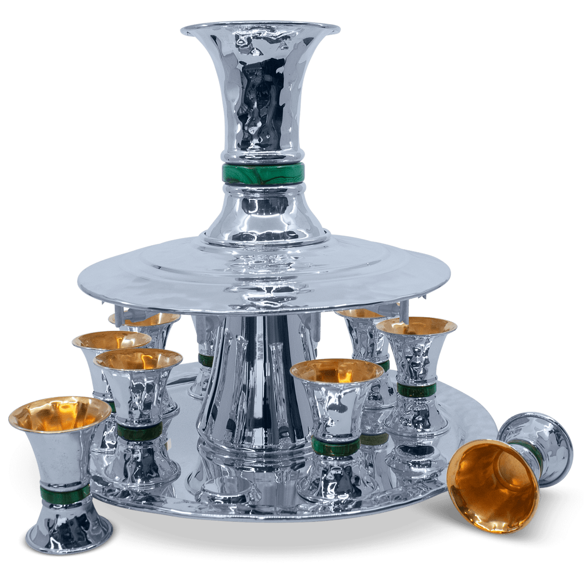 Hammer Kiddush Wine Fountain with Malachite Stones - Zion Hadad - JLuxury
