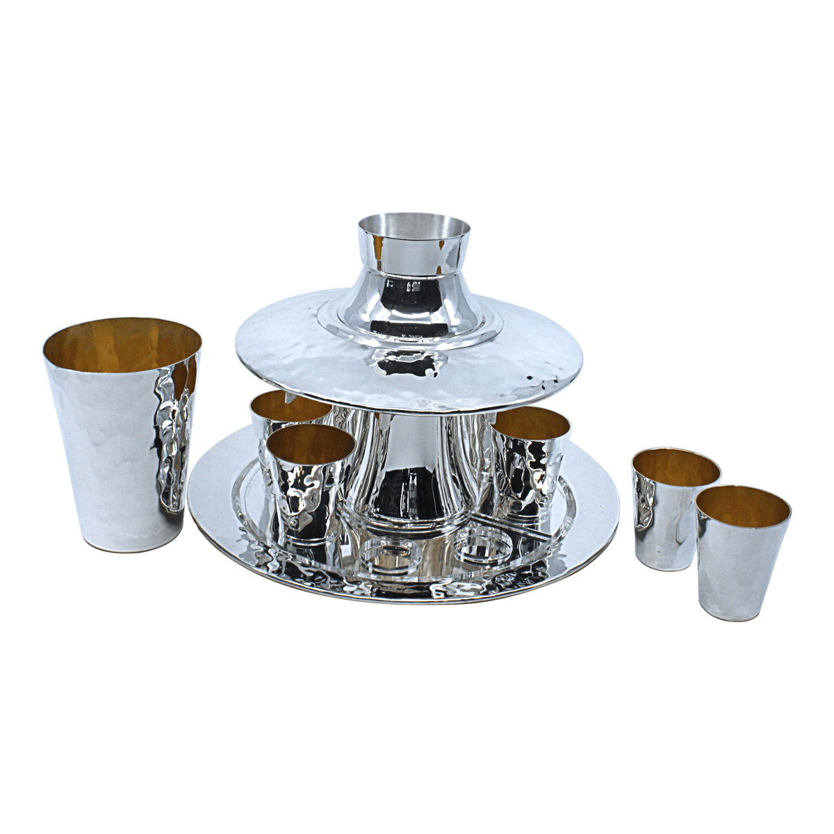 Hammered Shabbat Wine Fountain - 6,8 or 12 Guests - Zion Hadad - JLuxury
