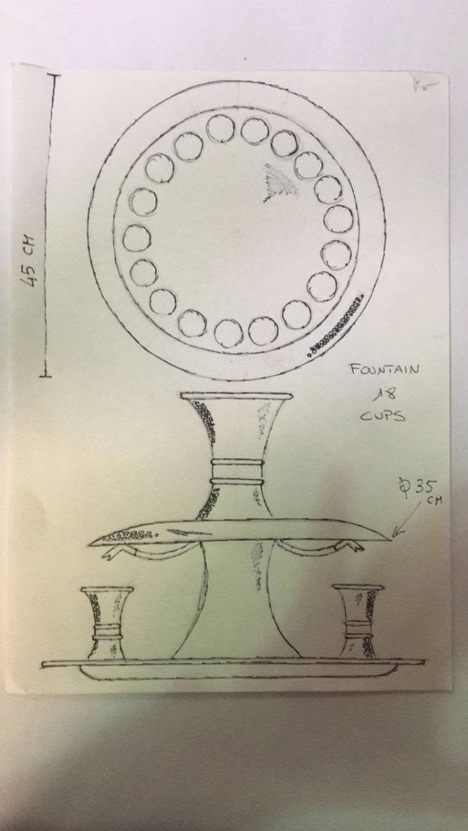 Large Spotted Kiddush Fountain - on stand - Zion Hadad - JLuxury