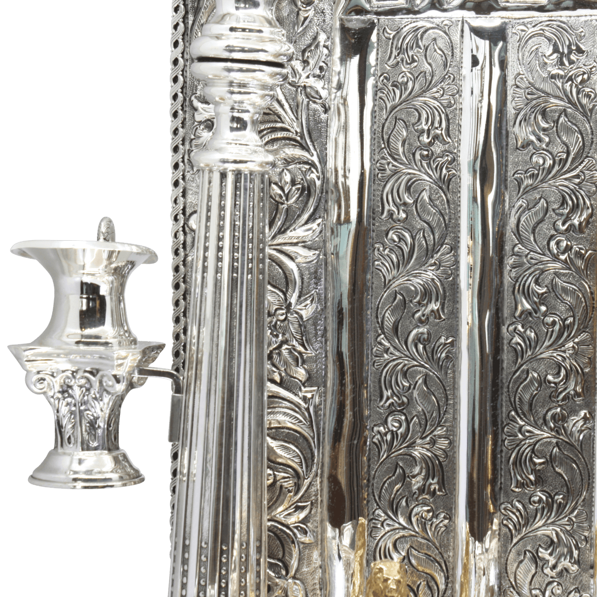 Magnificent Silver and Gold Wall Menorah - Zion Hadad - JLuxury