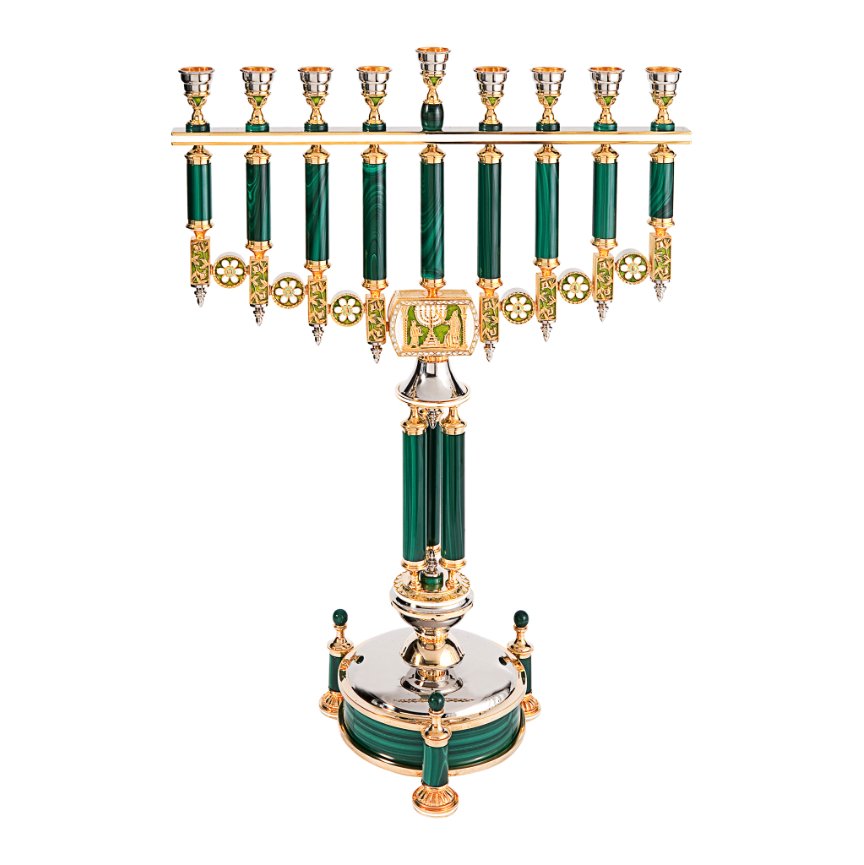 MALACHITE HANUKKAH MENORAH - Zion Hadad - JLuxury