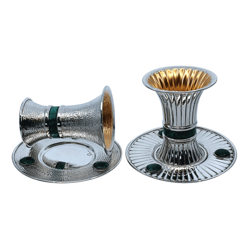 Spotted Modern Malachite Kiddush Cup - Zion Hadad - JLuxury