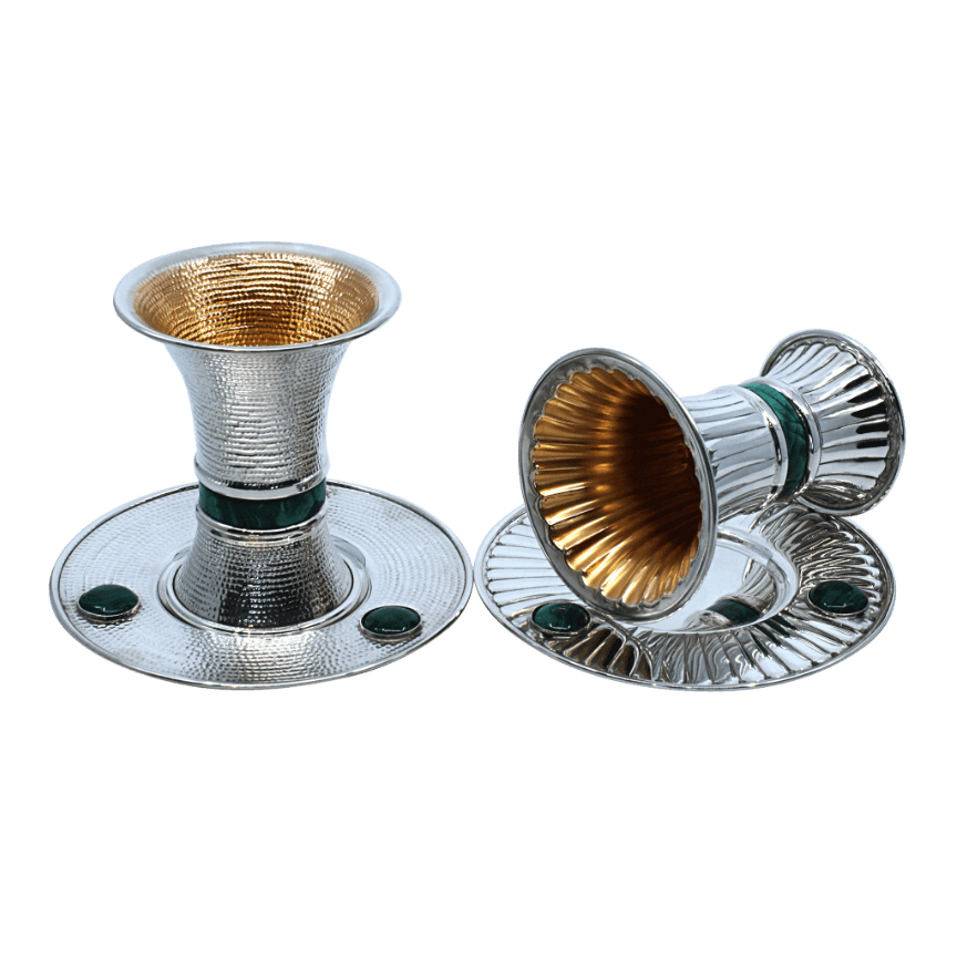 Spotted Modern Malachite Kiddush Cup - Zion Hadad - JLuxury