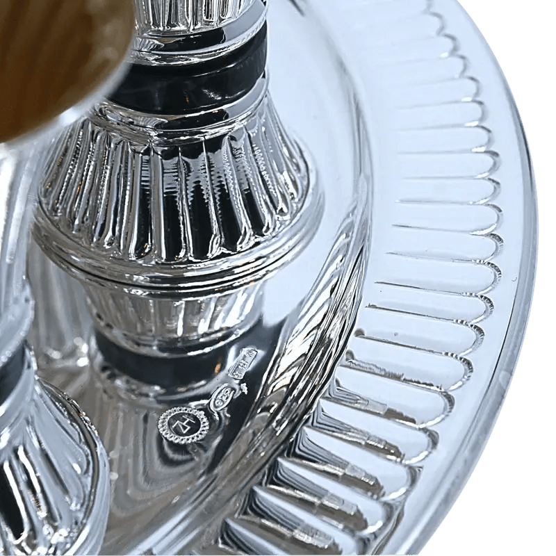 Striped Kiddush Silver Wine Fountain with Malachite Stones - Zion Hadad - JLuxury