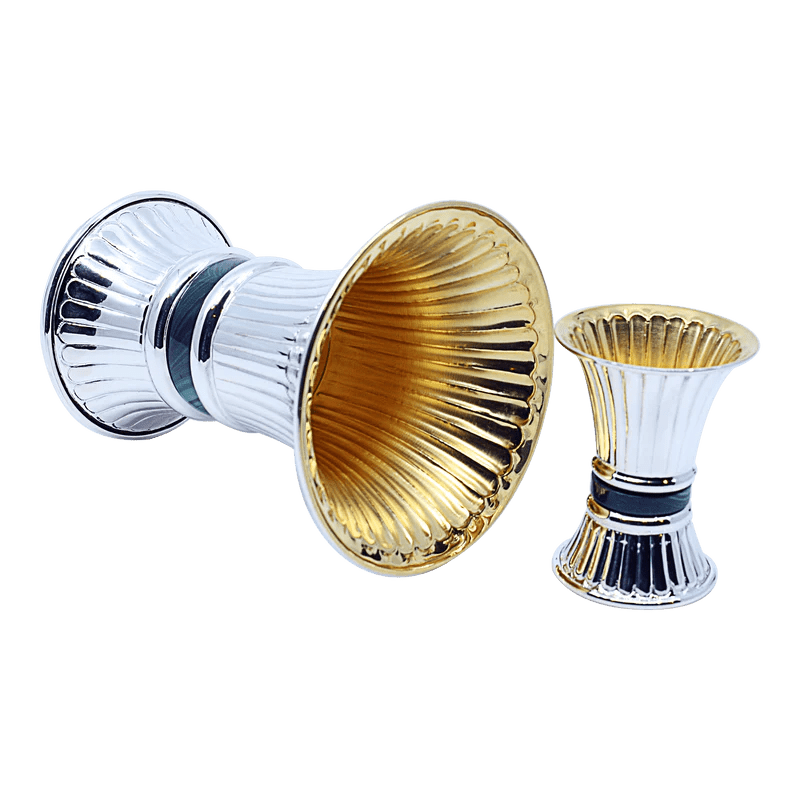 Striped Kiddush Silver Wine Fountain with Malachite Stones - Zion Hadad - JLuxury