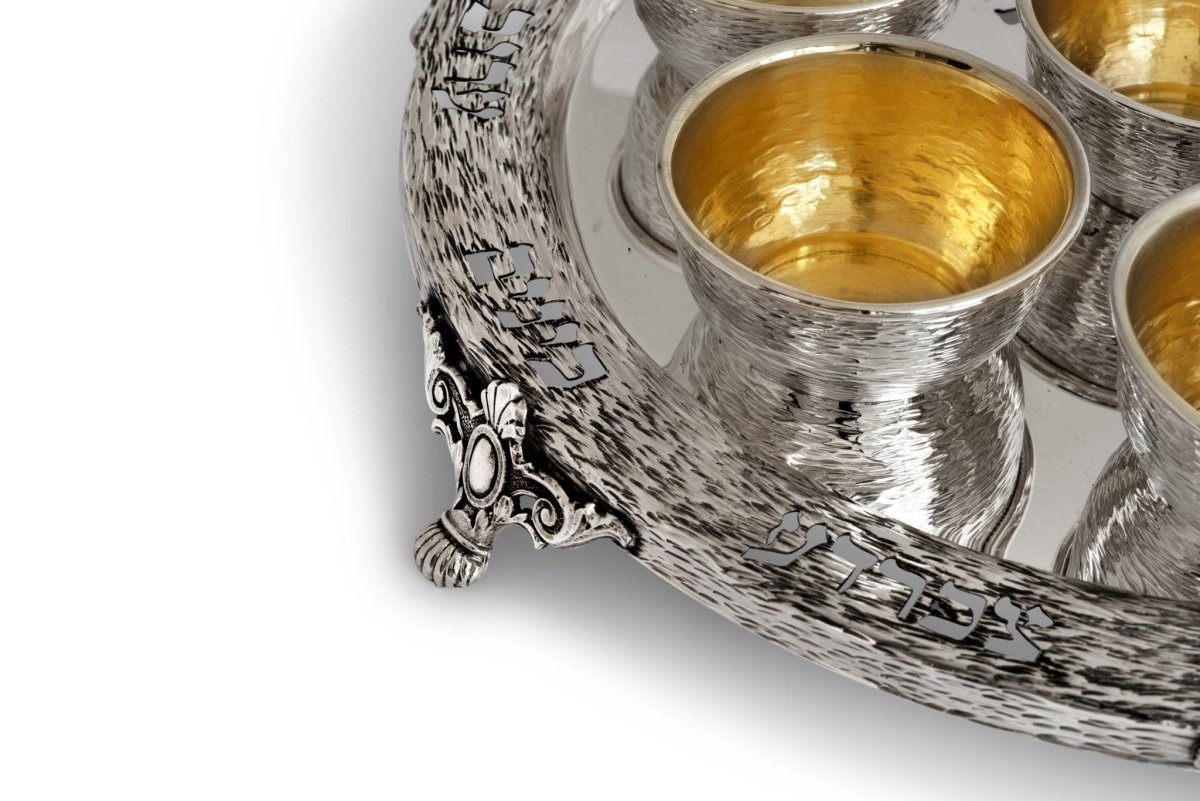 Unique Hammered Sterling Silver Seder Plate - Avi Nadav - JLuxury