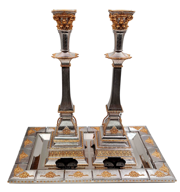 Silver and Gold Candlesticks Set
