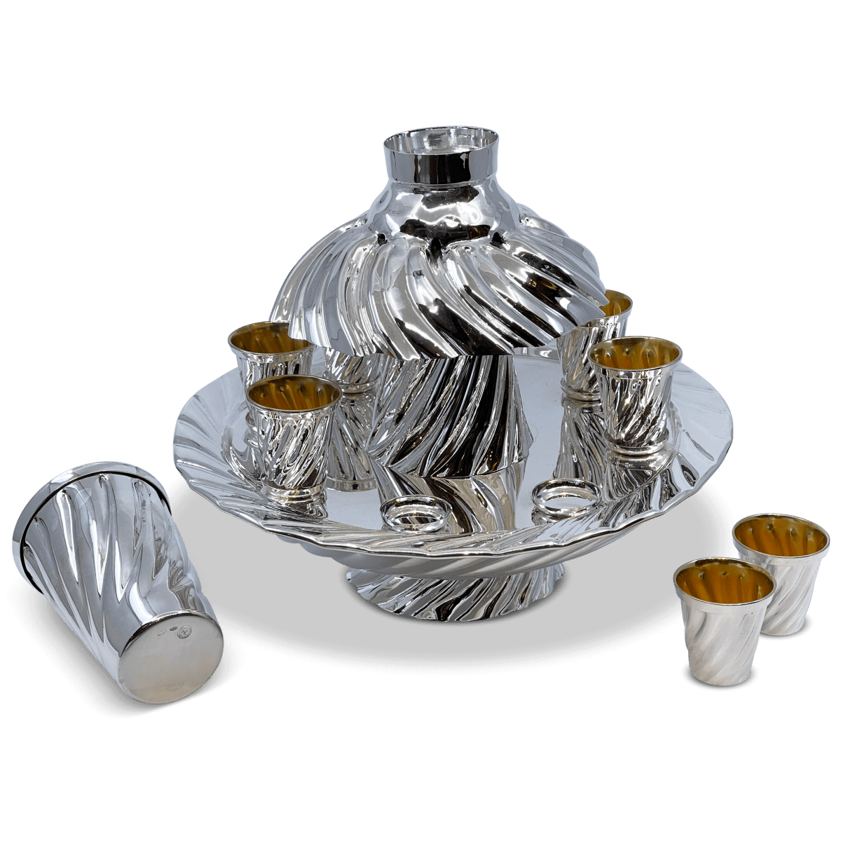 "Dalia" Spiral Silver Wine Fountain - Zion Hadad - JLuxury