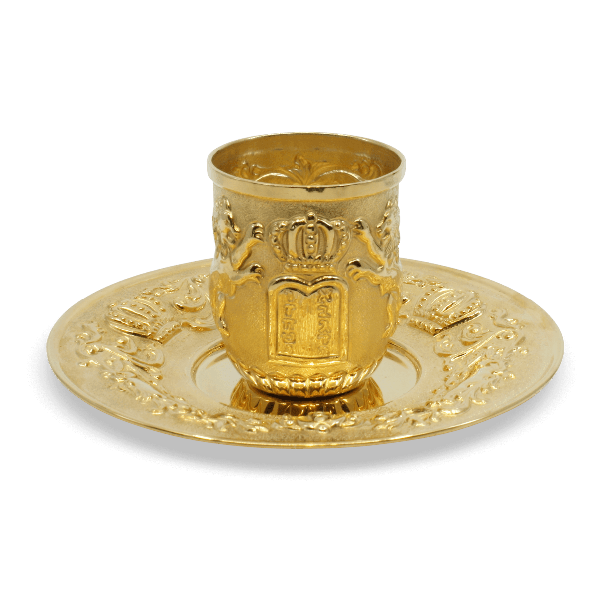 Gold Lions and Crowns Kiddush Cup Set - Zion Hadad - JLuxury