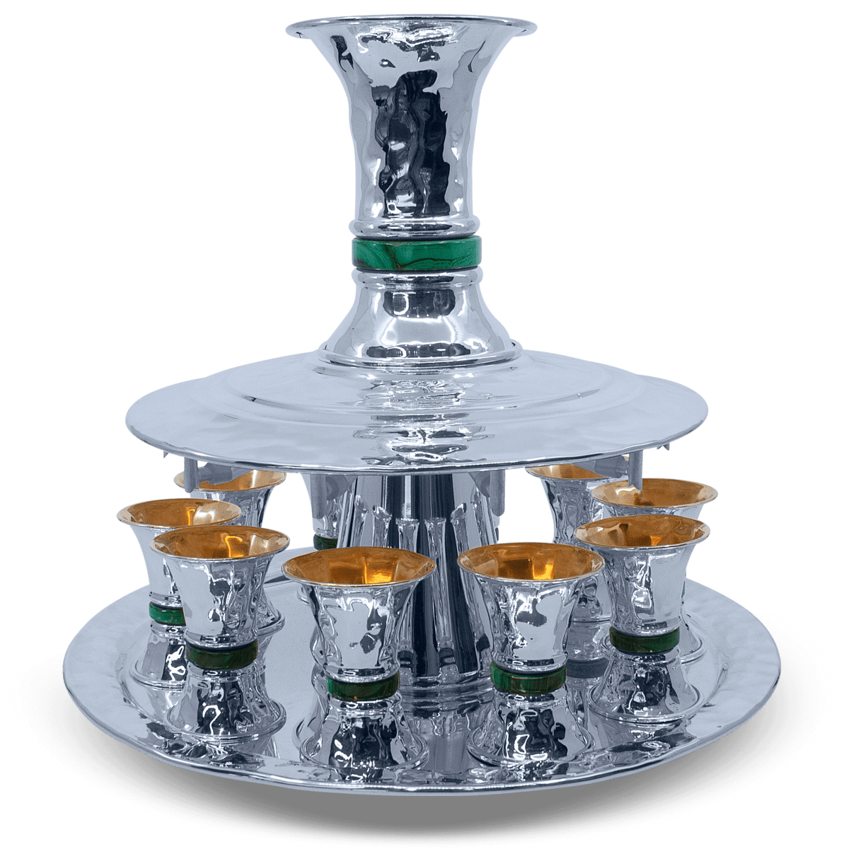 Hammer Kiddush Wine Fountain with Malachite Stones - Zion Hadad - JLuxury