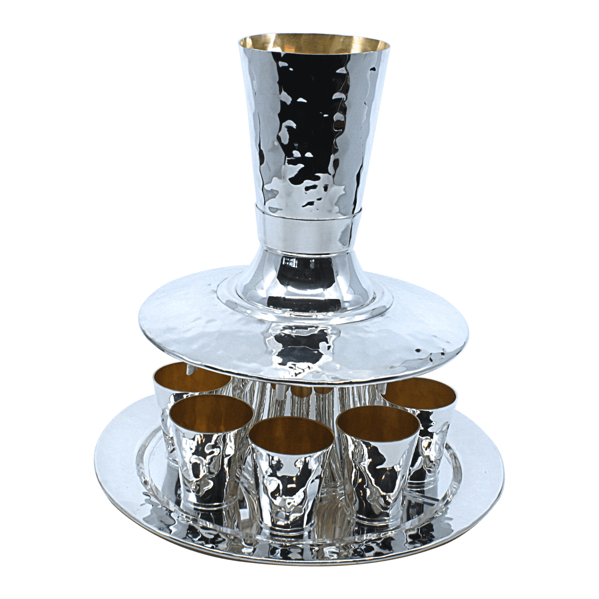 Hammered Shabbat Wine Fountain - 6,8 or 12 Guests - Zion Hadad - JLuxury