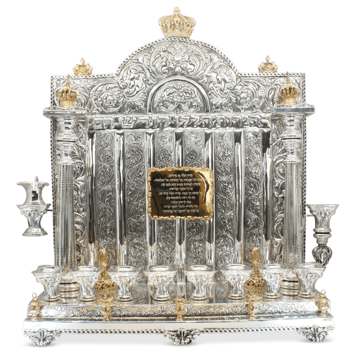 Magnificent Silver and Gold Wall Menorah - Zion Hadad - JLuxury