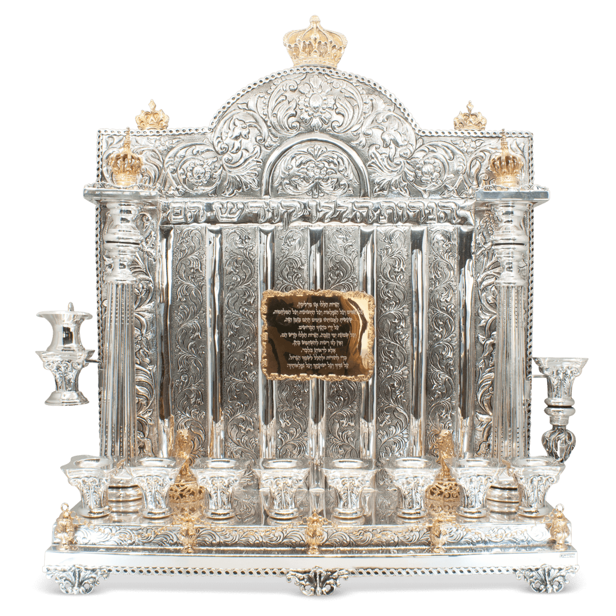 Magnificent Silver and Gold Wall Menorah - Zion Hadad - JLuxury
