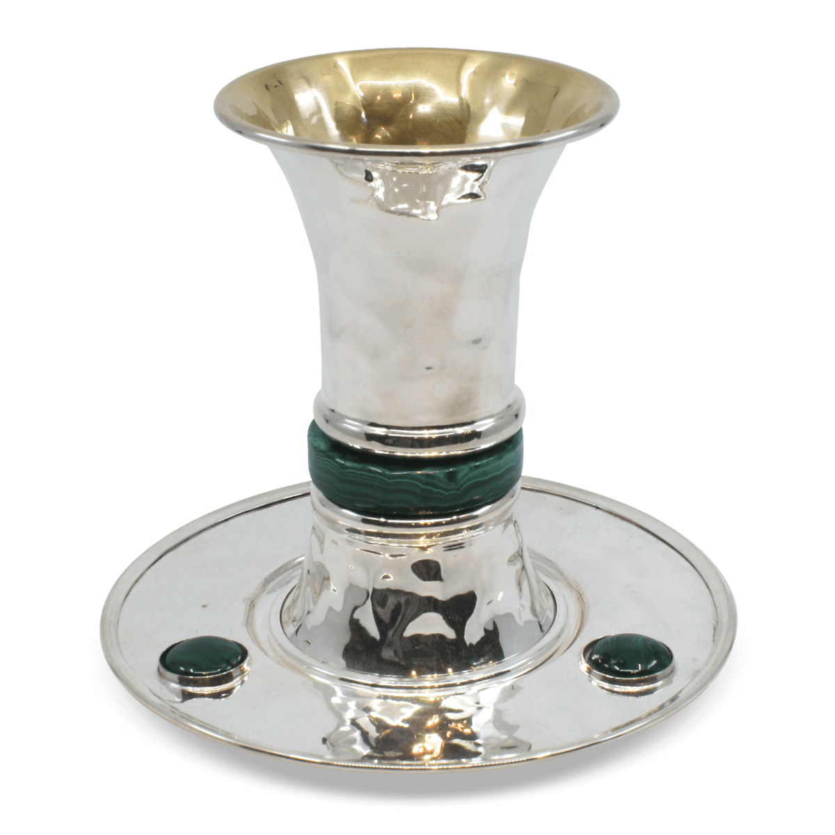 Modern Hammered Malachite Kiddush Cup Set - Zion Hadad - JLuxury