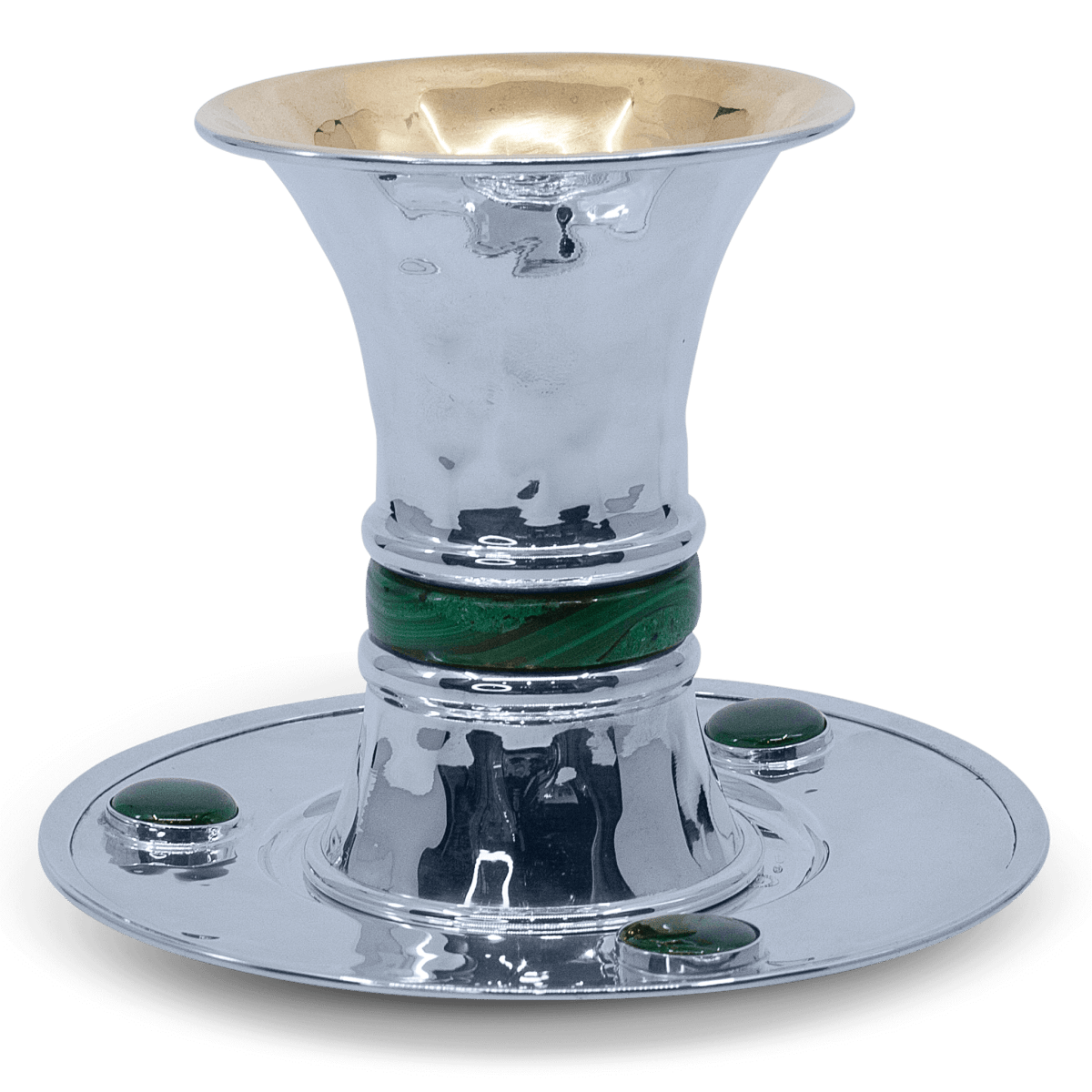Modern Hammered Malachite Kiddush Cup Set - Zion Hadad - JLuxury