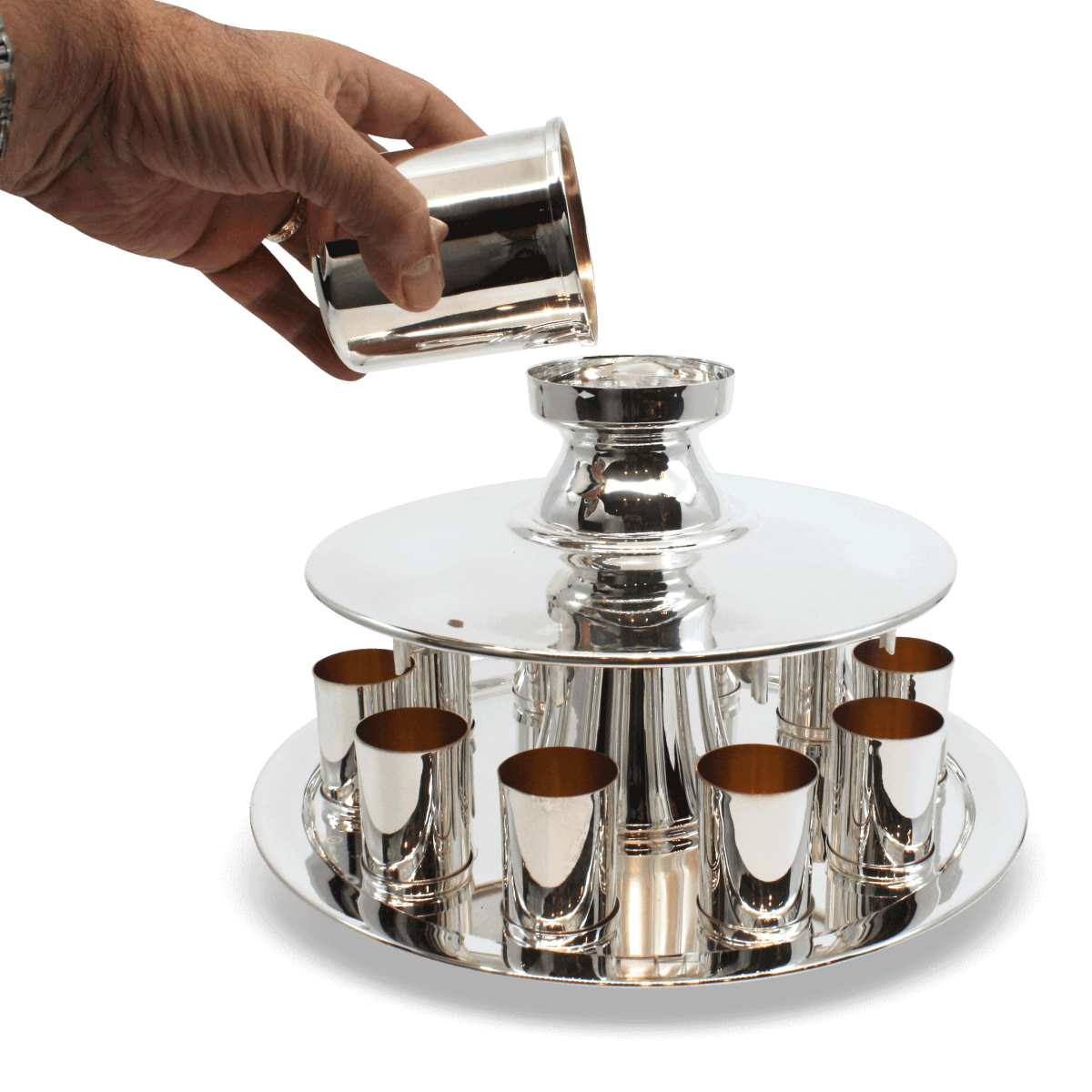 Modern Silver Wine Fountain - 10 Guests - Zion Hadad - JLuxury