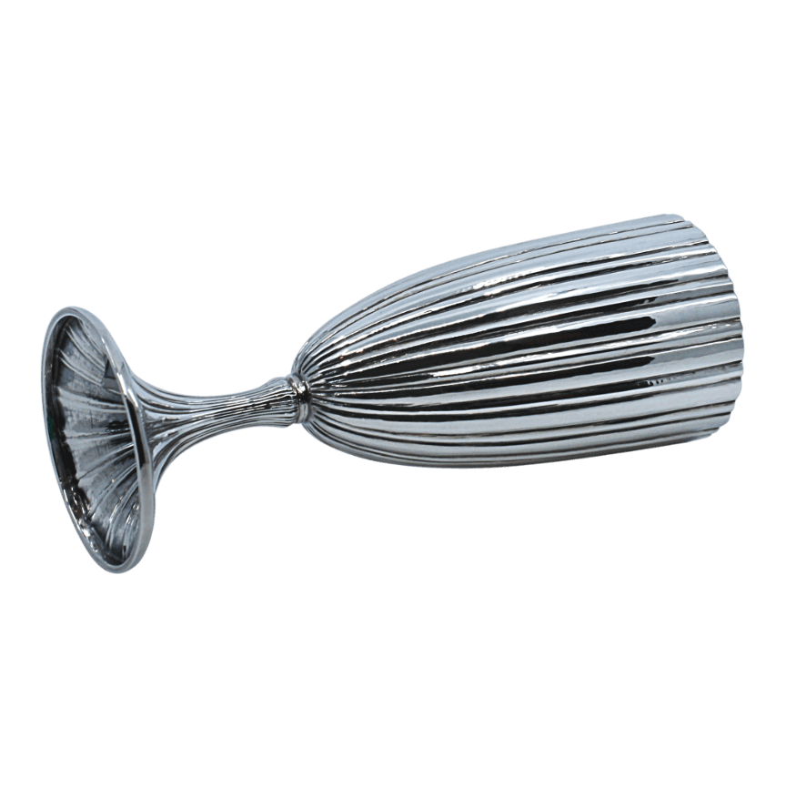 Modern Tall Striped Silver Kiddush Glass - Zion Hadad - JLuxury