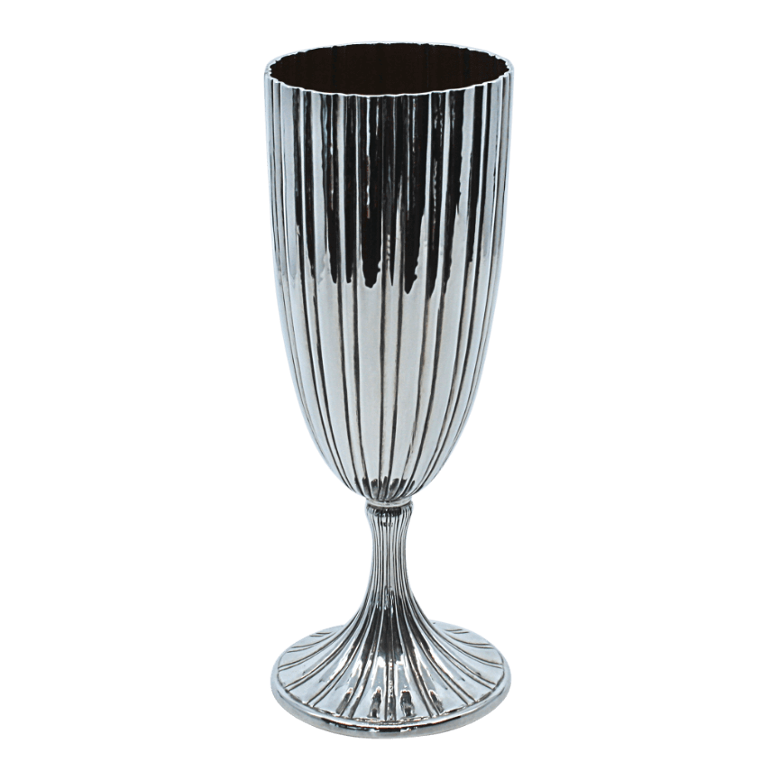 Modern Tall Striped Silver Kiddush Glass - Zion Hadad - JLuxury
