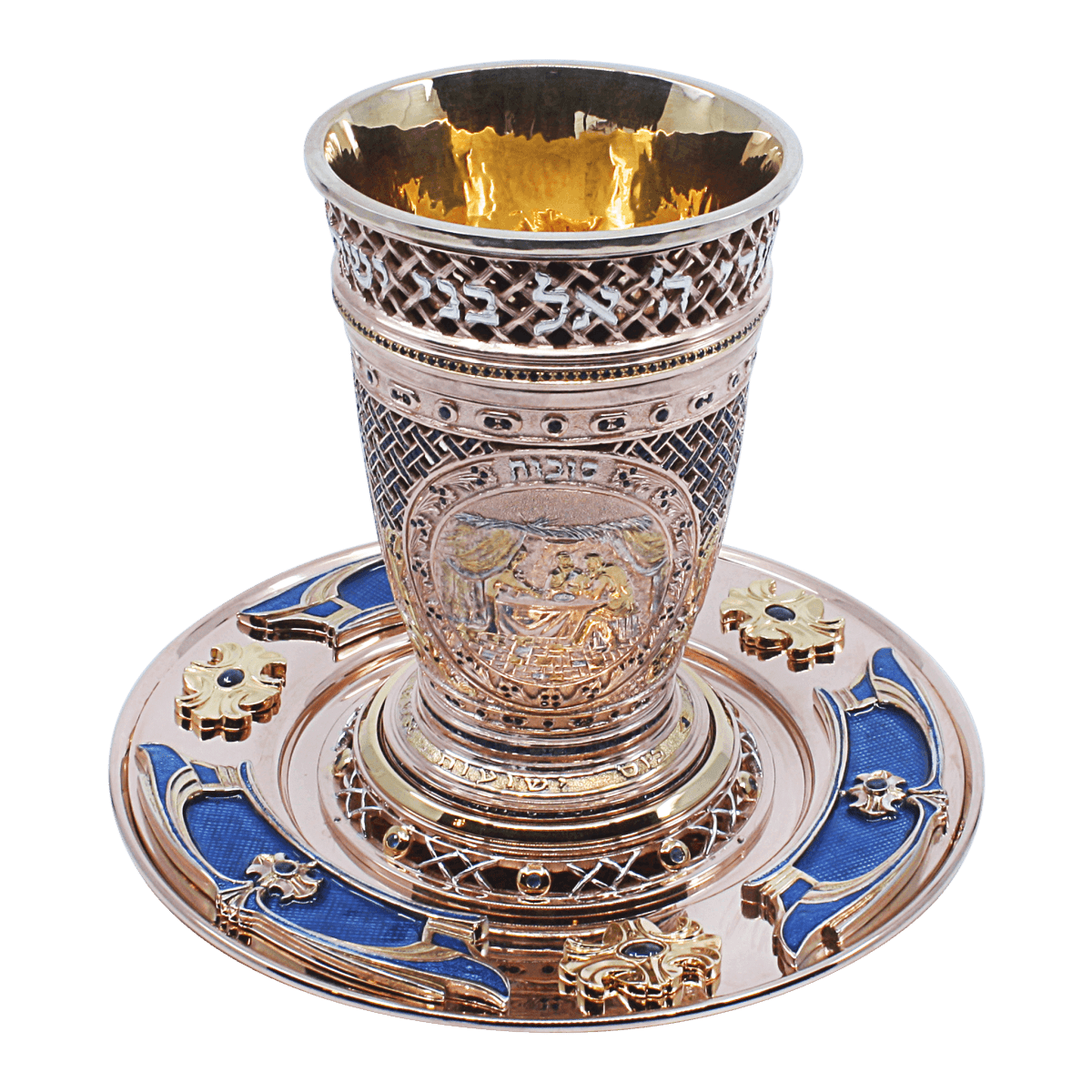 Sapphire Passover Cup and Plate Set - Zion Hadad - JLuxury