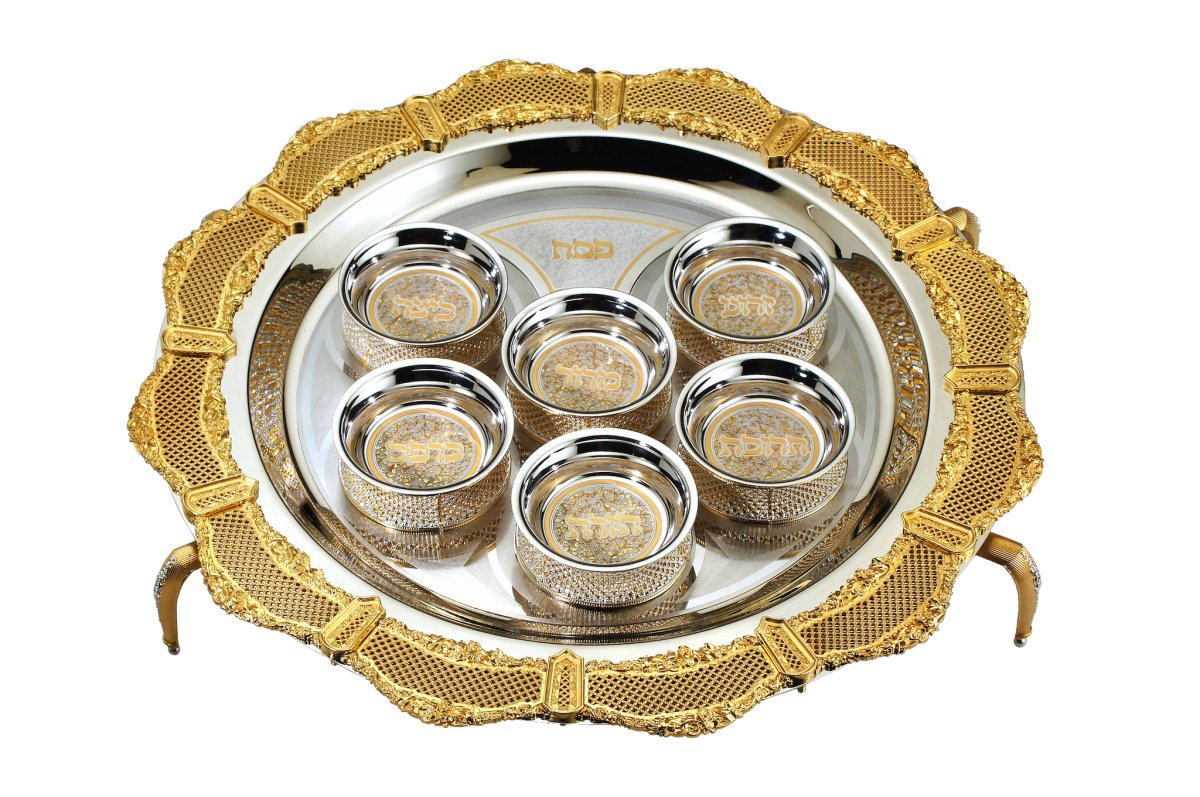 Silver and Gold Seder Stand - JLuxury Collection - JLuxury