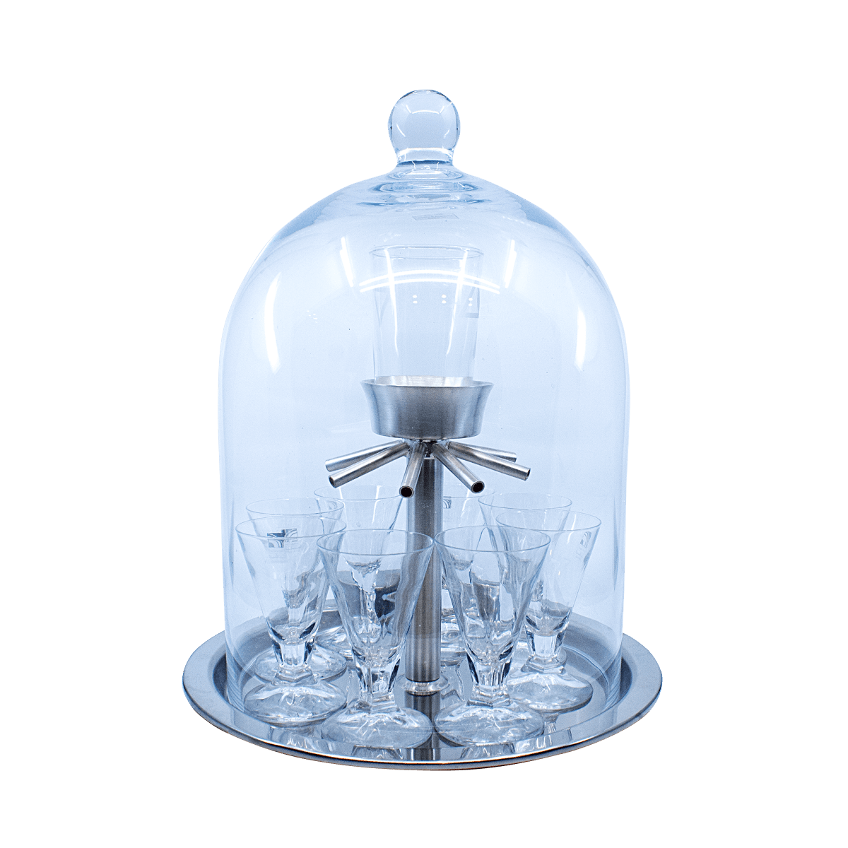 Silver Plated Kiddush Wine Fountain with Crystal Glasses - Zion Hadad - JLuxury