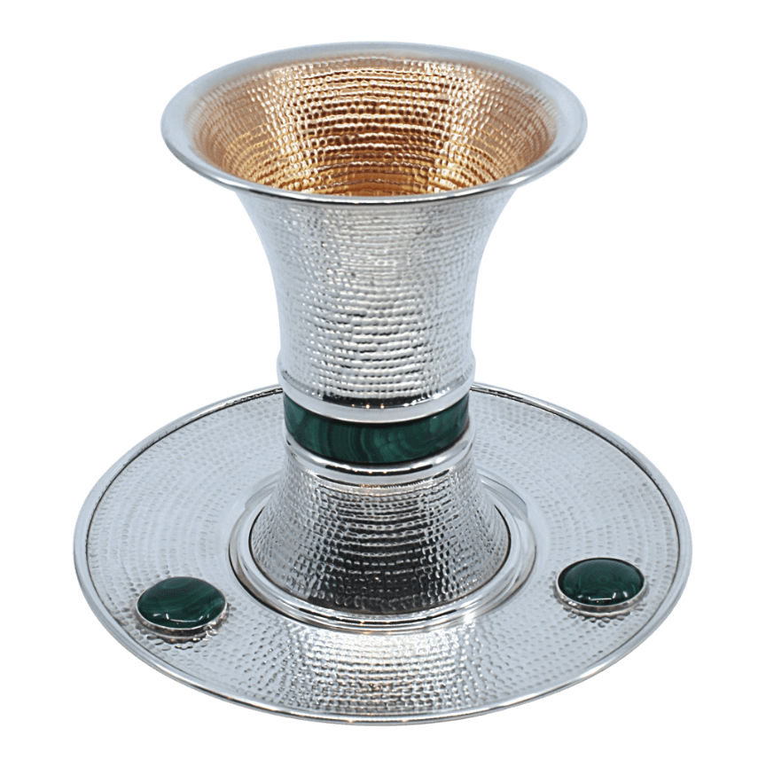 Spotted Modern Malachite Kiddush Cup - Zion Hadad - JLuxury