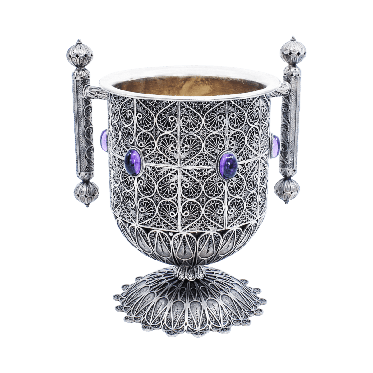 sterling silver WASH CUP filigree work - Zion Hadad - JLuxury