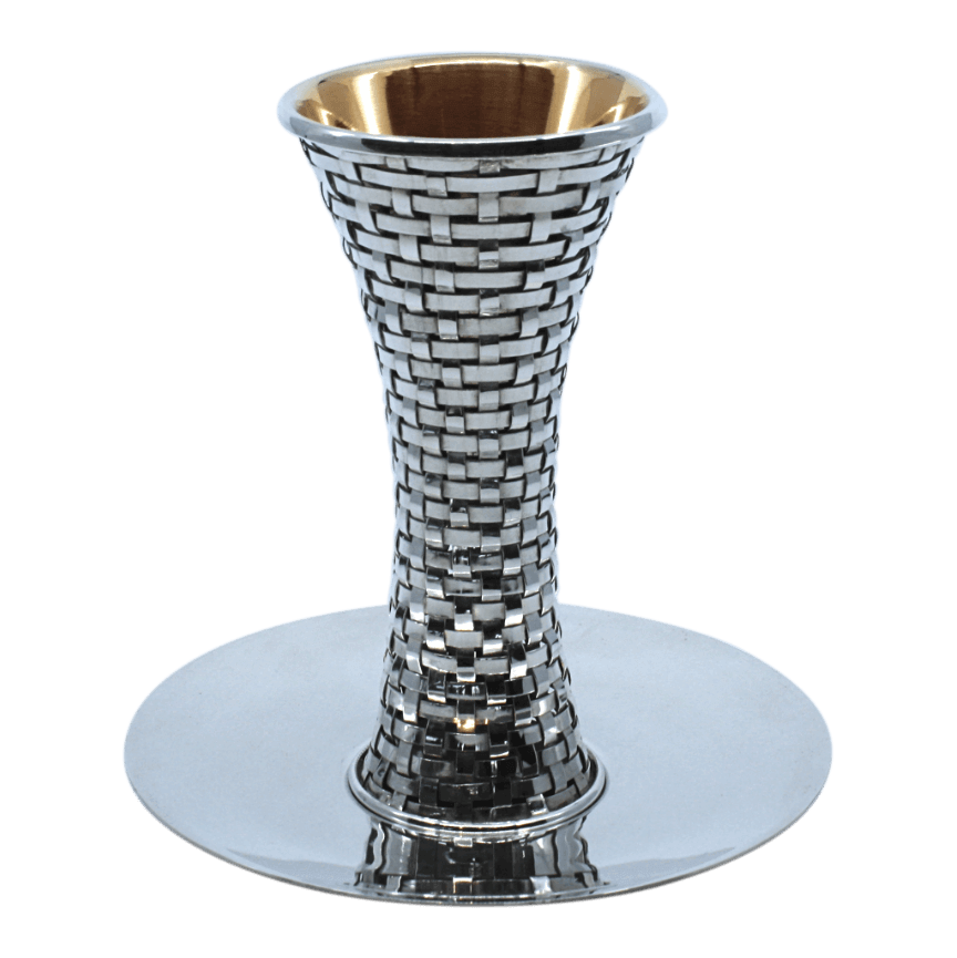 Tall Braided Silver Shabbat Kiddush Cup - Zion Hadad - JLuxury
