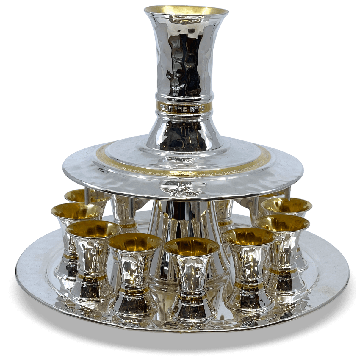 Unique and Striped Silver Kiddush Fountain - Zion Hadad - JLuxury