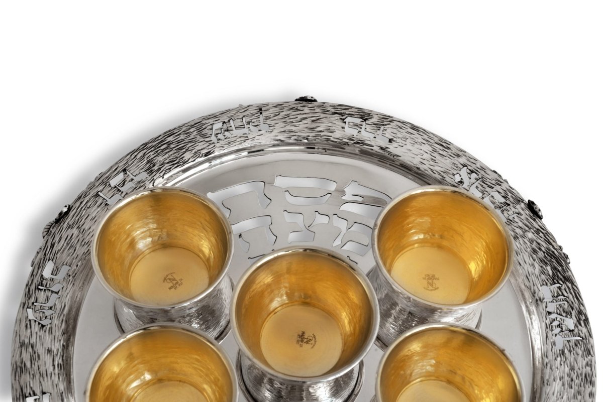 Unique Hammered Sterling Silver Seder Plate - Avi Nadav - JLuxury